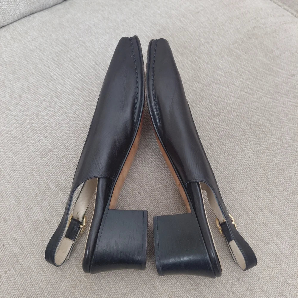 Bally Black and Gold Flats with Slingback Design